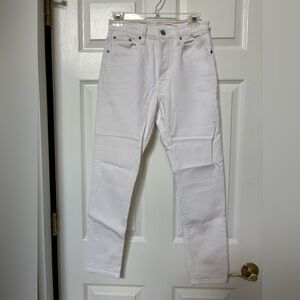Levi's 501 Skinny Button-fly Jeans In White Denim Cotton Blend Sz 25W 28L